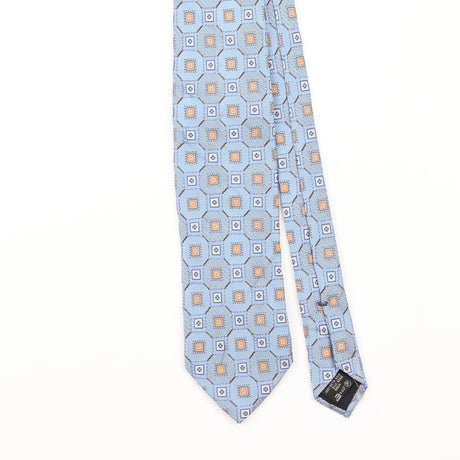 Front Detail of Vintage 1990's Ermenegildo Zegna Geometric Patterned Tie