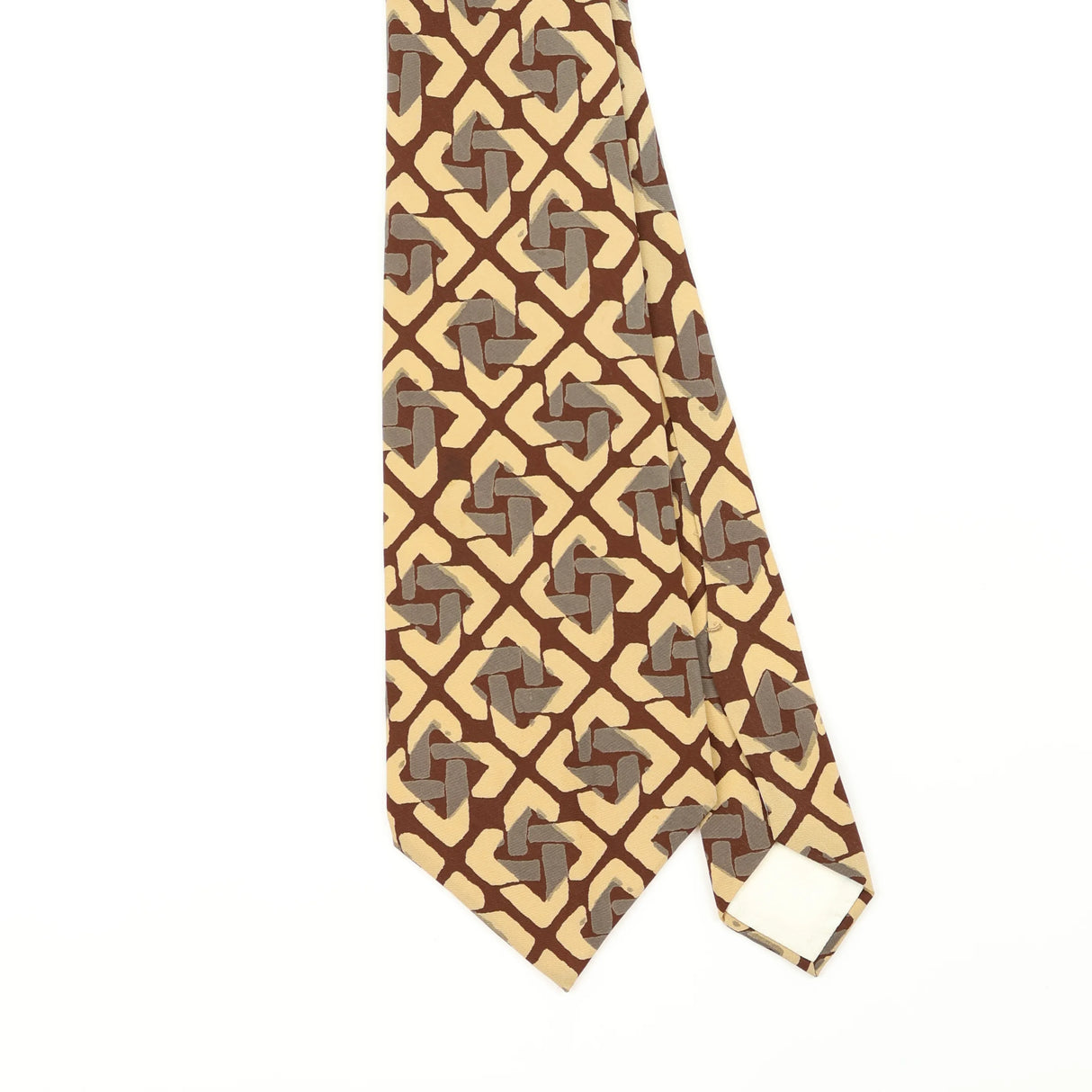 Front Front Detail of Vintage 1980's Yves Saint Laurent Geometric Patterned Tie