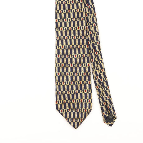 Front Detail of Vintage 1990's Claybrooke Geometric Patterned Tie