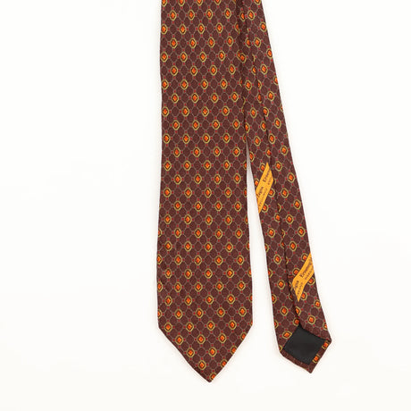 Front Detail of Vintage 1990's Ermenegildo Zegna Geometric Patterned Tie