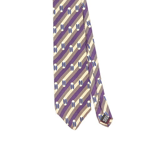 Front Front Detail of Vintage 1990's Geoffrey Beene Striped Patterned Tie