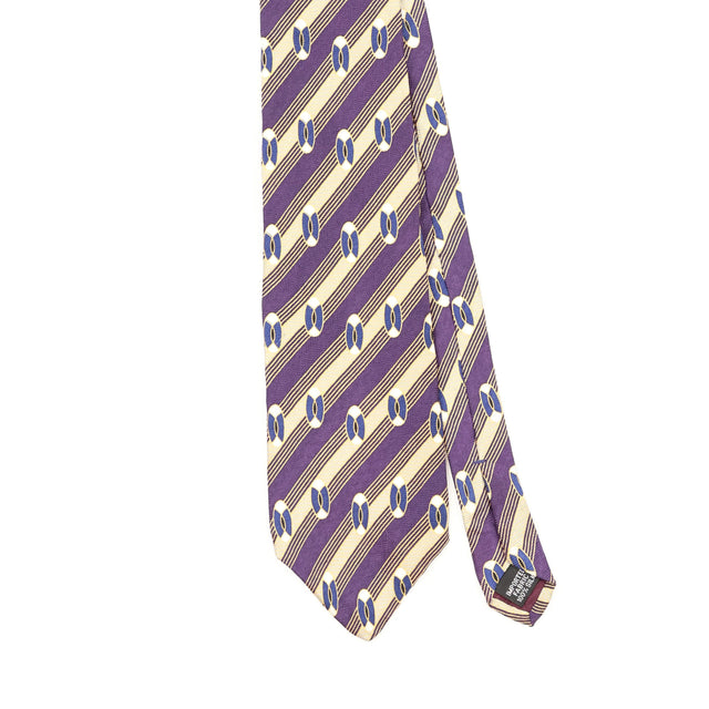 Front Front Detail of Vintage 1990's Geoffrey Beene Striped Patterned Tie