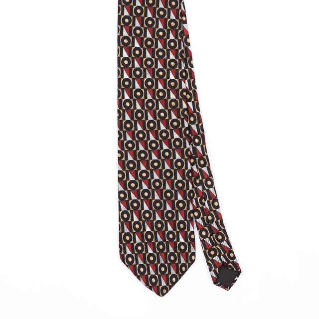 Front Front Detail of Vintage 1990's Geometric Patterned Tie