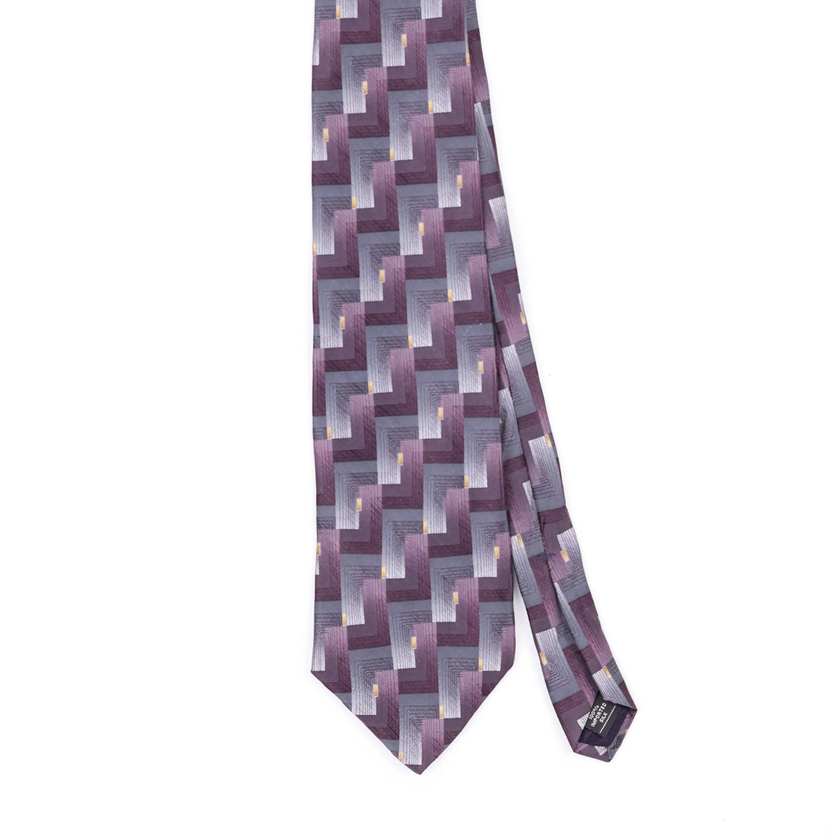 Front Front Detail of Vintage 1990's Zylos Geometric Patterned Tie