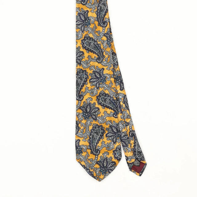 Front Front Detail of Vintage 1990's Oleg Cassini Paisley Patterned Tie