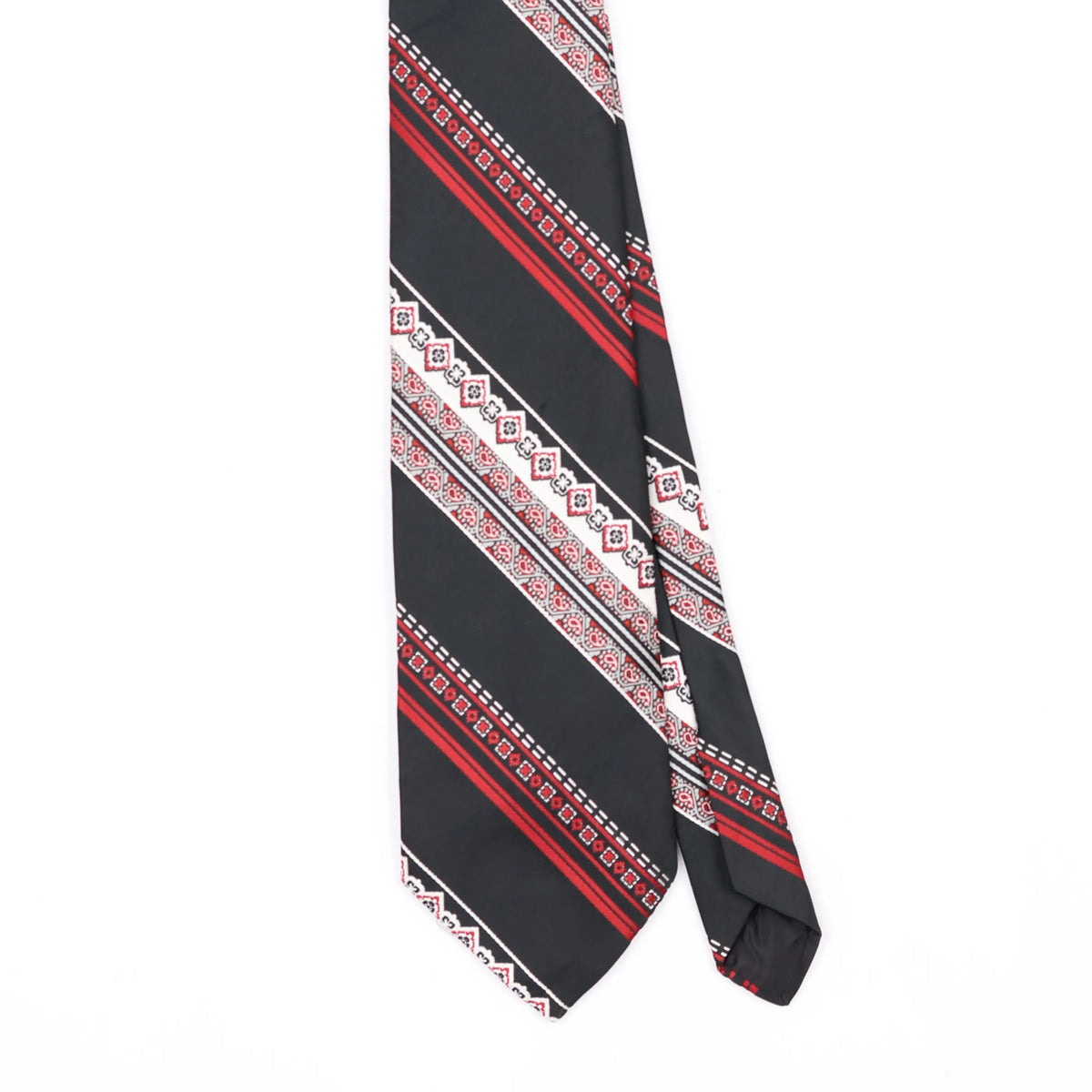 Front Front Detail of Vintage 1980's Striped Patterned Tie