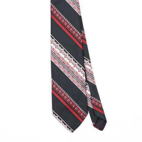 Front Front Detail of Vintage 1980's Striped Patterned Tie