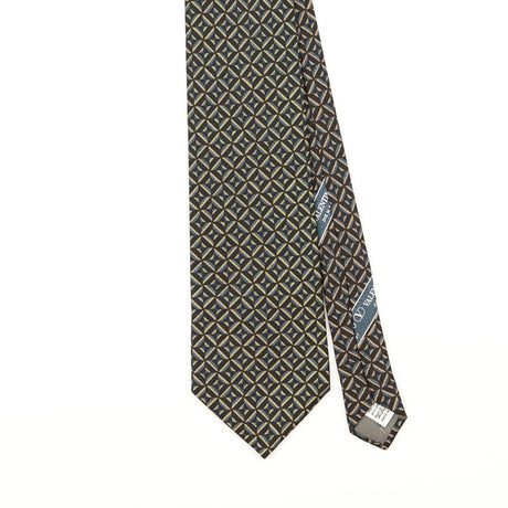Front Detail of Vintage 1990's Valentino Geometric Patterned Tie