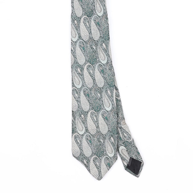 Front Front Detail of Vintage 1980's Paisley Patterned Tie
