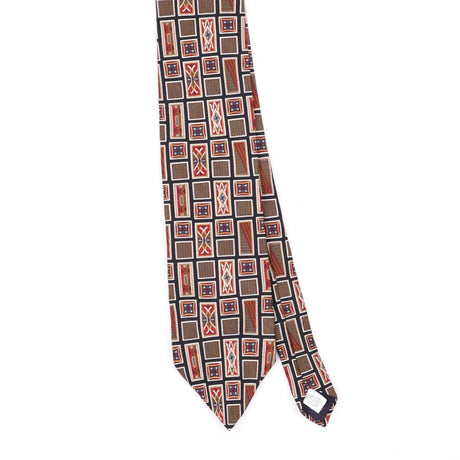 Front Front Detail of Vintage 1990's Geometric Patterned Tie