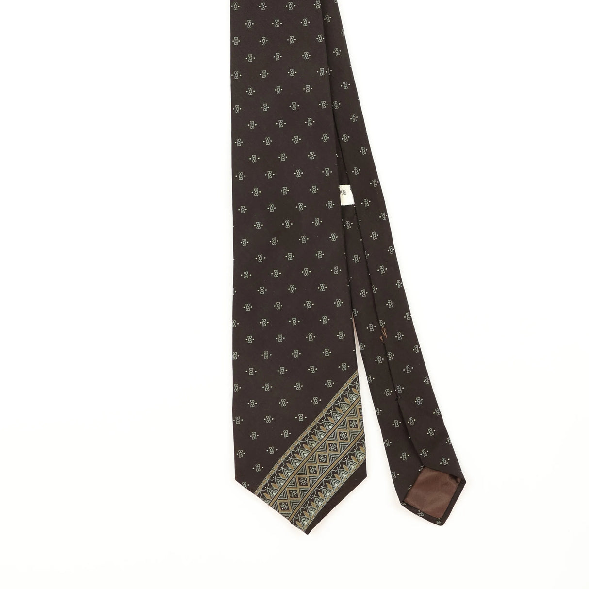 Front Detail of Vintage 1990's Paco Rabanne Geometric Patterned Tie