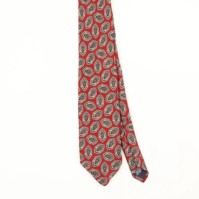 Front Front Detail of Vintage 1990's Lands' End Geometric Patterned Tie