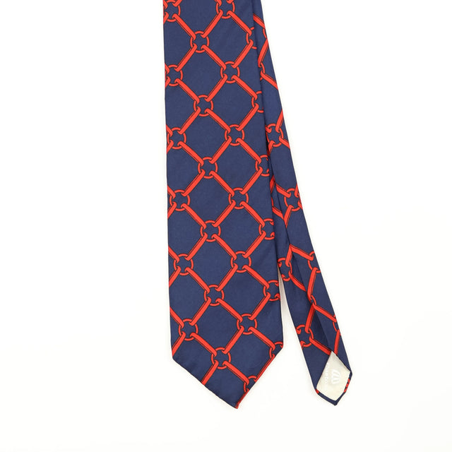 Front Front Detail of Vintage 1990's Chain Link Geometric Patterned Tie