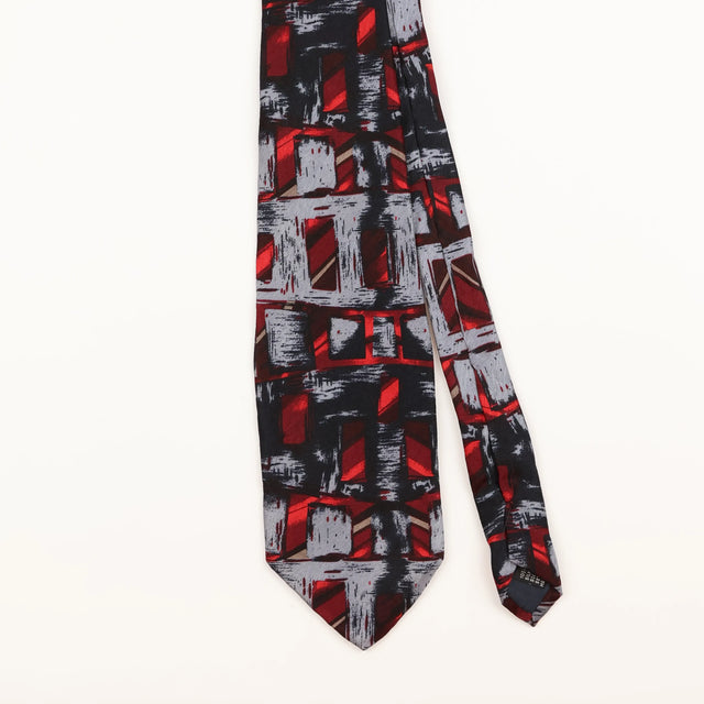 Front Detail of Vintage 1990's Abstract Patterned Tie