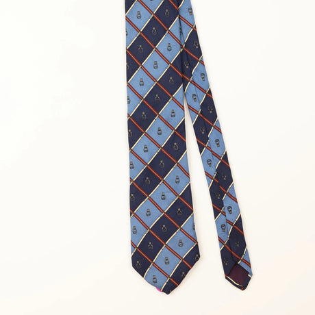 Front Detail of Vintage Equestrian Geometric Patterned Tie
