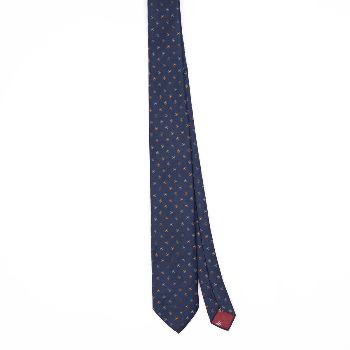 Front Front of Vintage 1990's Oleg Cassini Foulard Polka Dot Patterned Tie