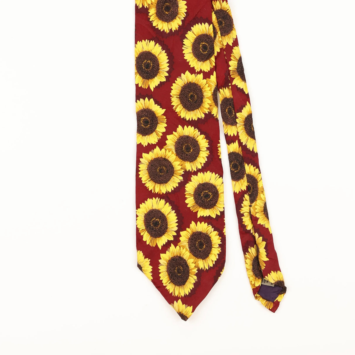 Front Detail of Vintage 1990's Structure Sunflower Floral Patterned Tie