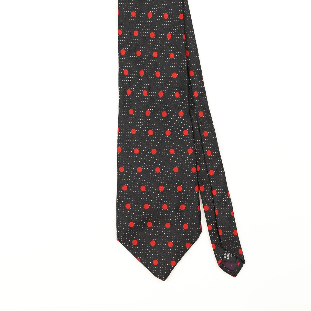 Front Detail of Vintage 1990's Geoffrey Beene Polka Dot Patterned Tie