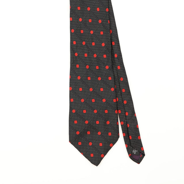 Front Detail of Vintage 1990's Geoffrey Beene Polka Dot Patterned Tie