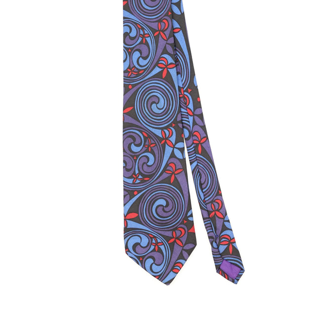 Front Front Detail of Vintage 1990's Swirls Abstract Patterned Tie