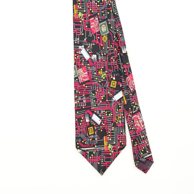 Front Detail of Vintage 1990's Smithsonian Institution Abstract Patterned Tie