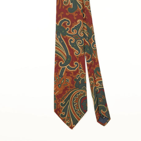 Front Detail of Vintage 1990's Brooks Brothers Paisley Patterned Tie