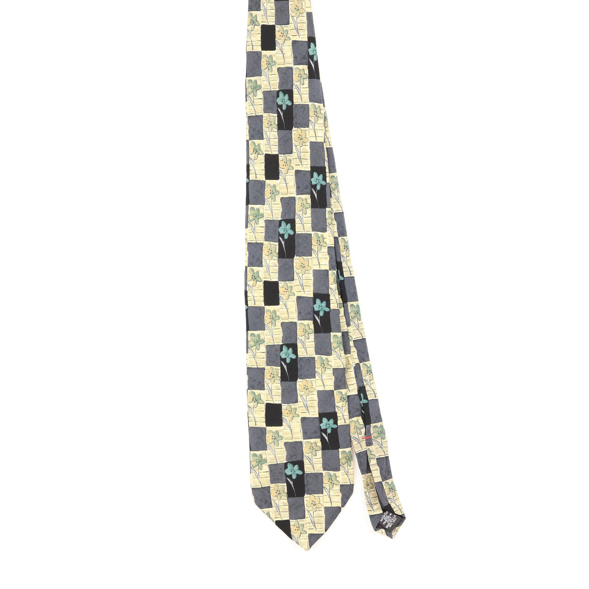 Front Front of Vintage 1990's Croft & Barrow Flowers Geometric Patterned Tie