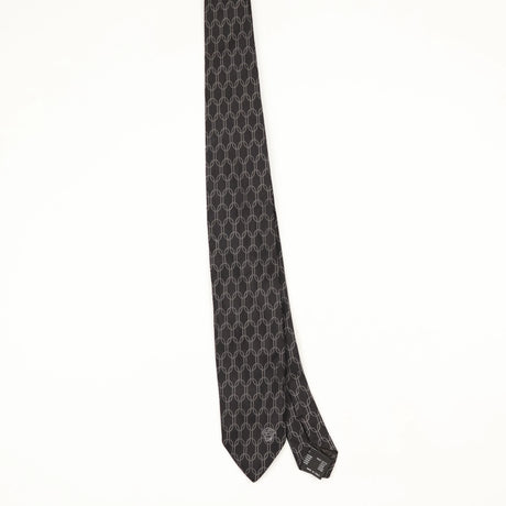 Front Front of Vintage 1990's Versace Chain Link Geometric Patterned Tie