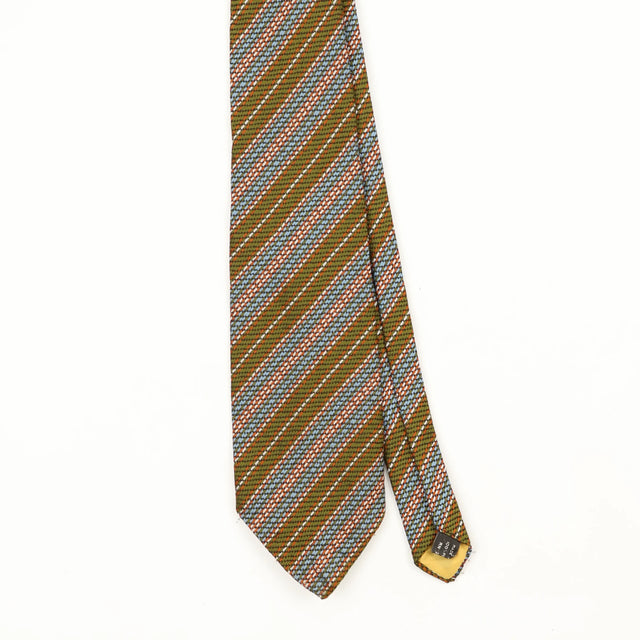 Front Front Detail of Vintage 1980's Striped Patterned Tie