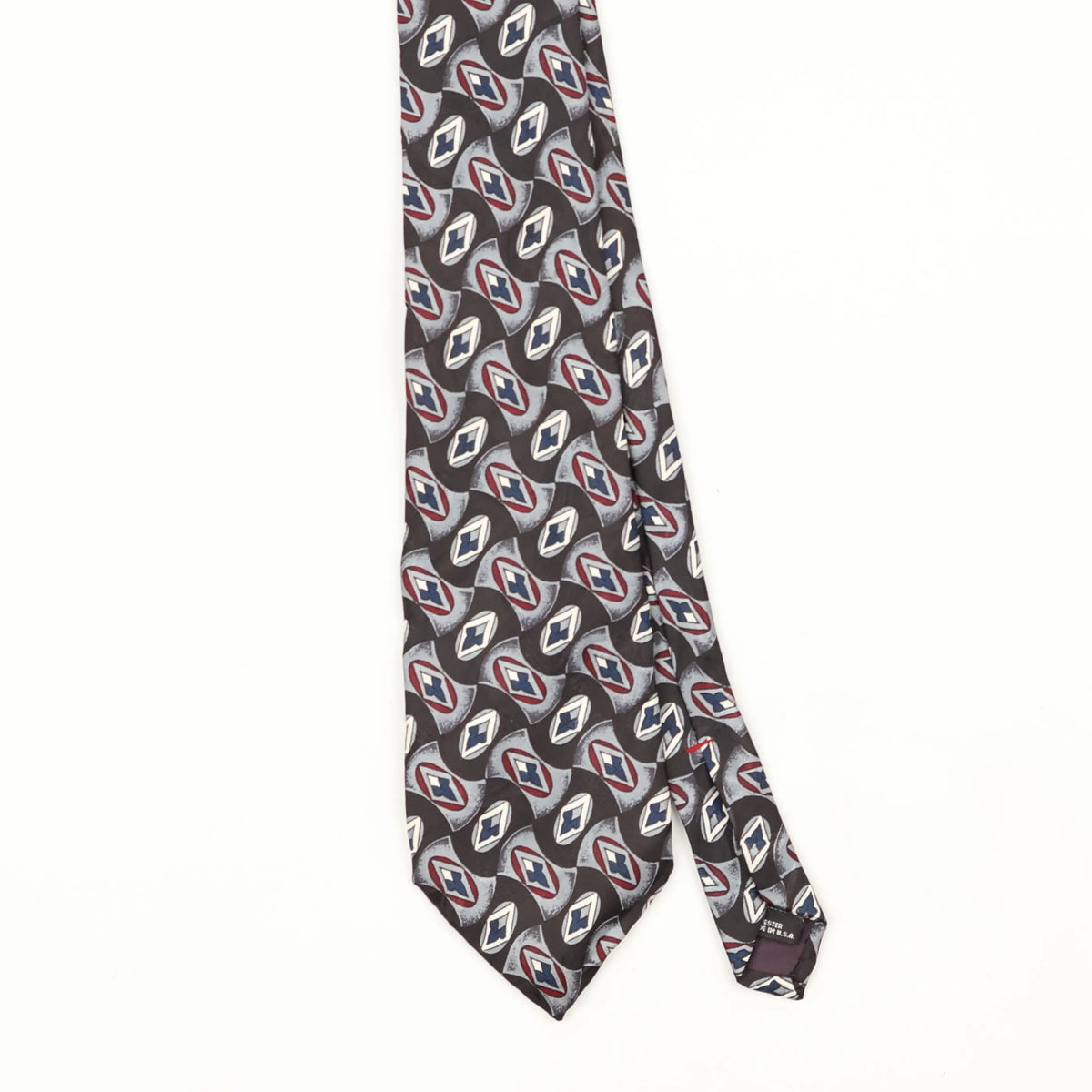 Front Front Detail of Vintage 1990's Don Loper Geometric Patterned Tie