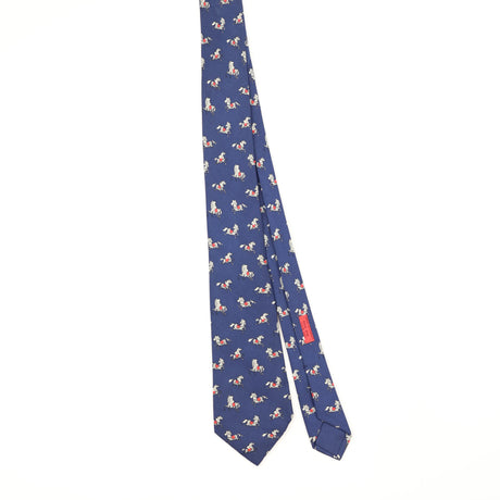 Front Front of Vintage 1990's Hermès Horses Animal Print Patterned Tie