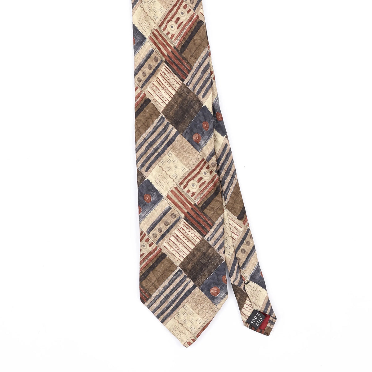 Front Front Detail of Vintage 1990's Bachrach Geometric Patterned Tie