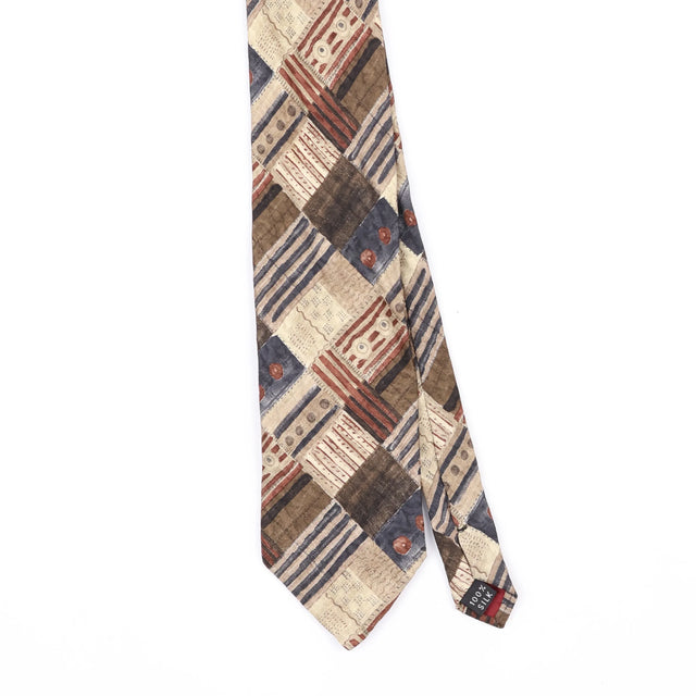 Front Front Detail of Vintage 1990's Bachrach Geometric Patterned Tie