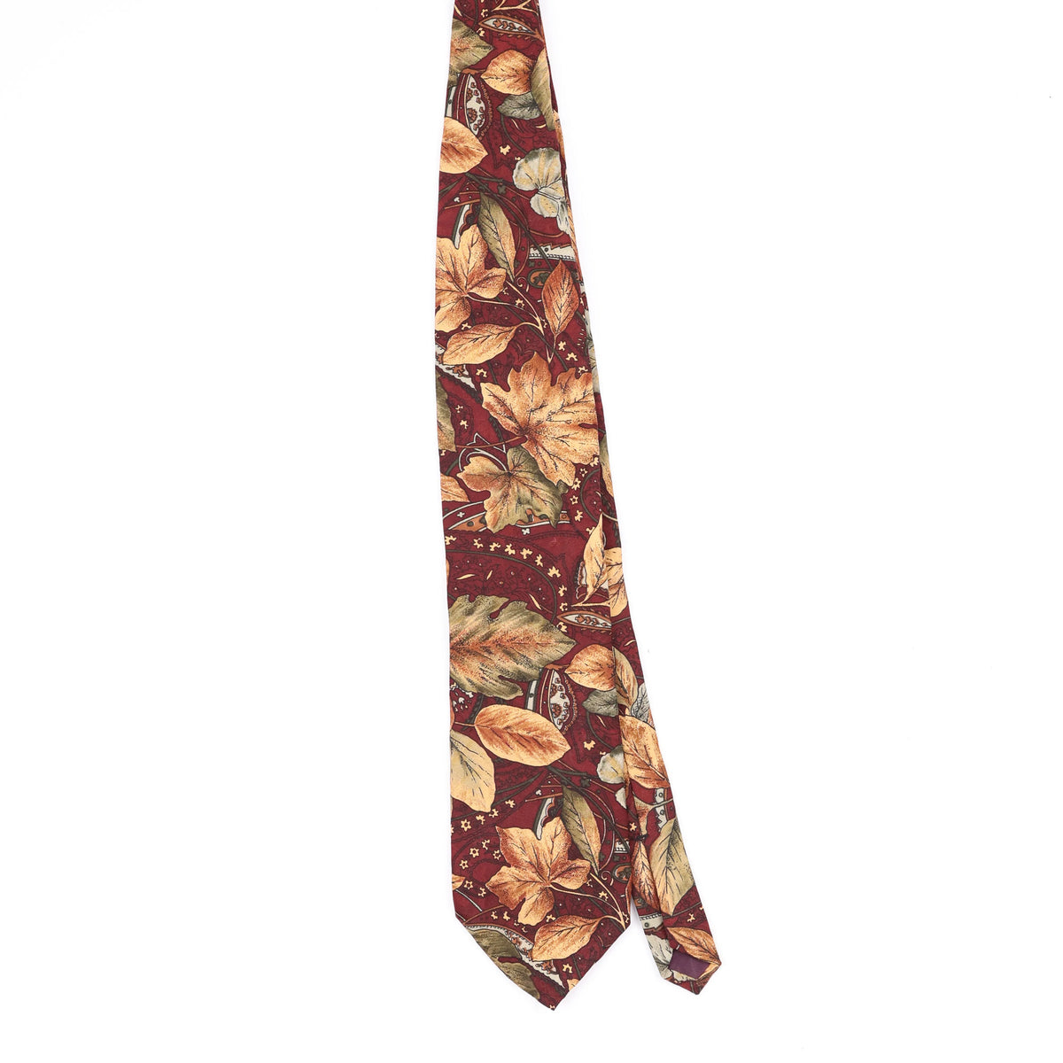 Front Front of Vintage 1990's Leaf Floral Patterned Tie