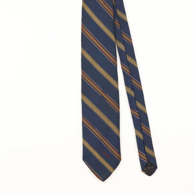 Front Detail of Vintage Lanvin Repp Striped Patterned Tie