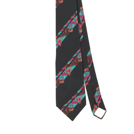 Front Detail of Vintage 1990's Lanvin Striped Patterned Tie