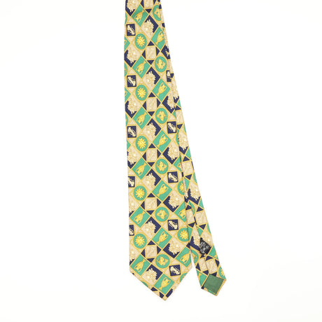 Front Front of Vintage 1990's Harrods Geometric Patterned Tie