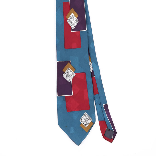 Front Front Detail of Vintage 1990's John Henry Geometric Patterned Tie