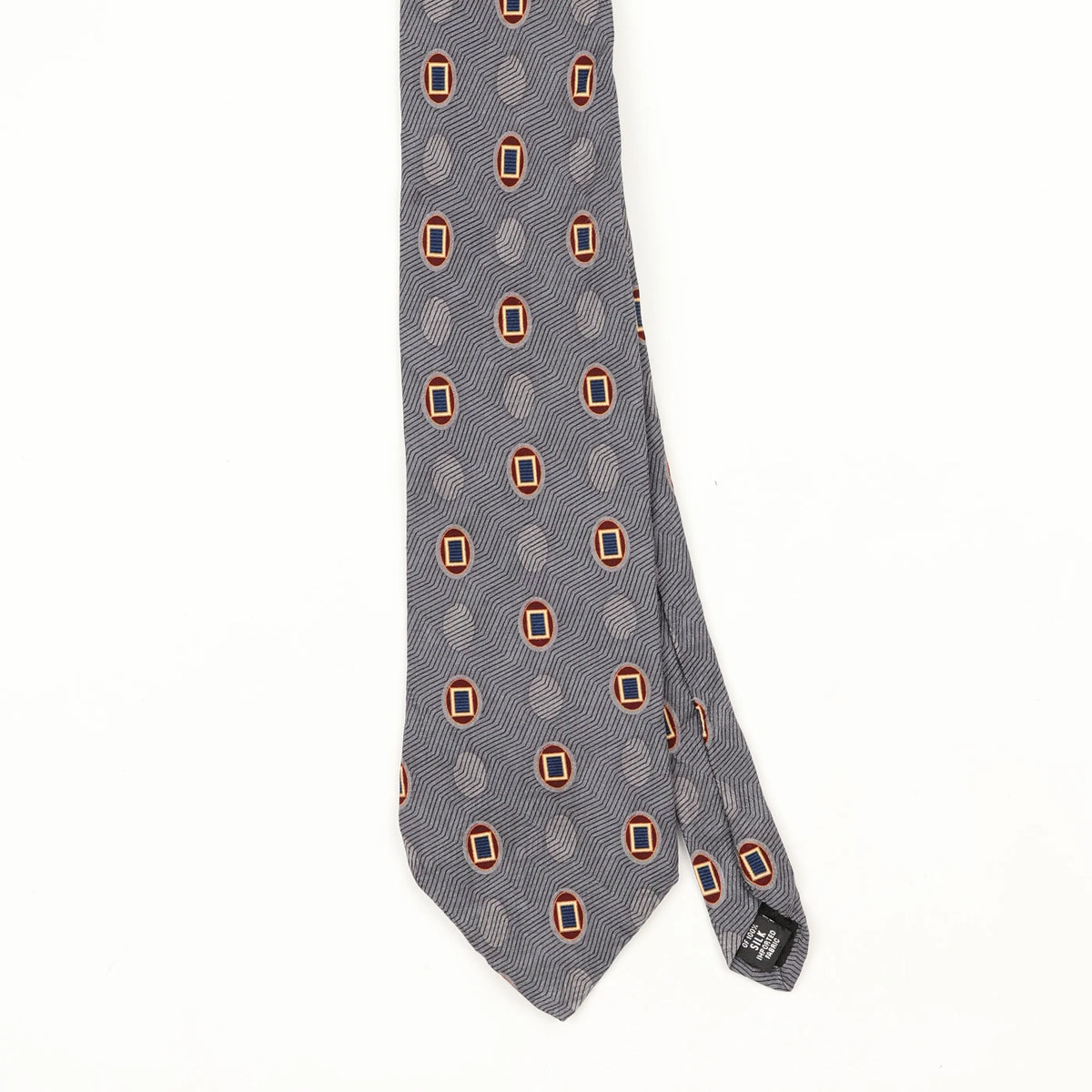 Front Front Detail of Vintage 1990's Geometric Patterned Tie