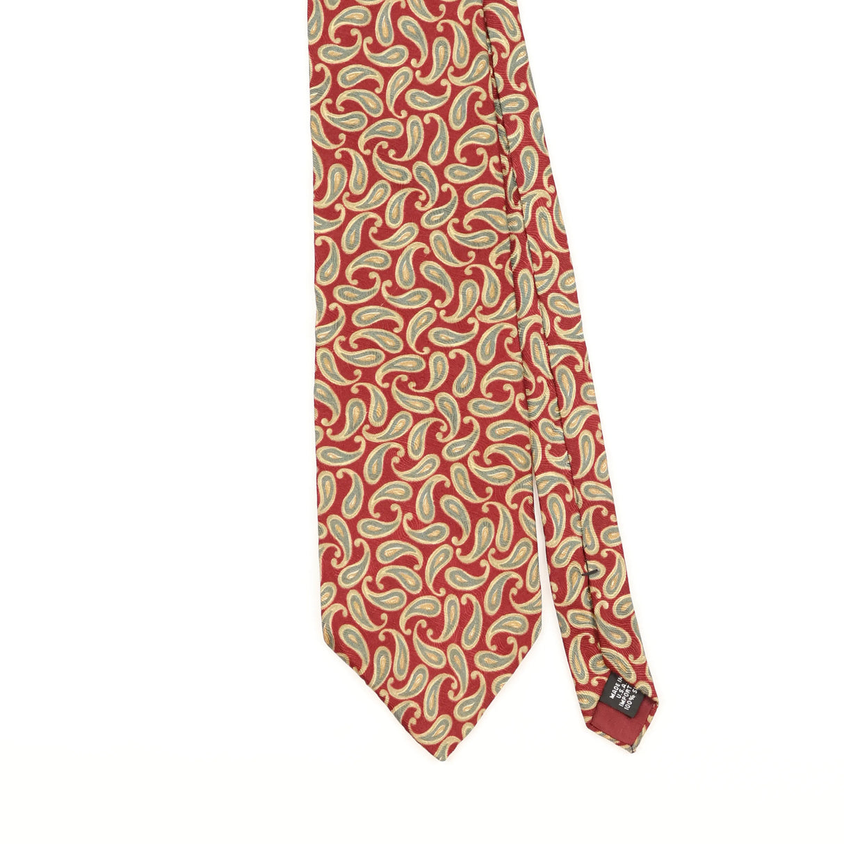 Front Detail of Vintage 1990's Paisley Patterned Tie