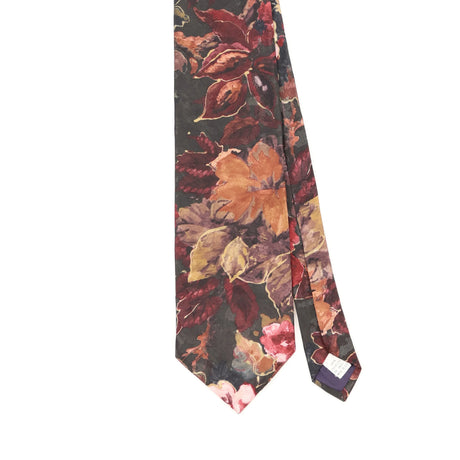 Front Front Detail of Vintage 1990's Floral Patterned Tie