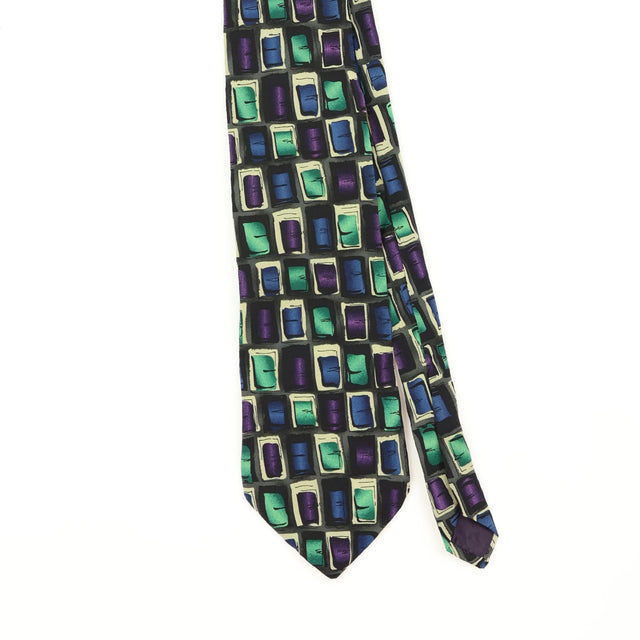 Front Front Detail of Vintage Jerry Garcia New York Geometric Patterned Tie