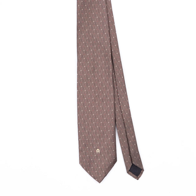 Front Front Detail of Vintage 1990's Etienne Aigner Foulard Geometric Patterned Tie