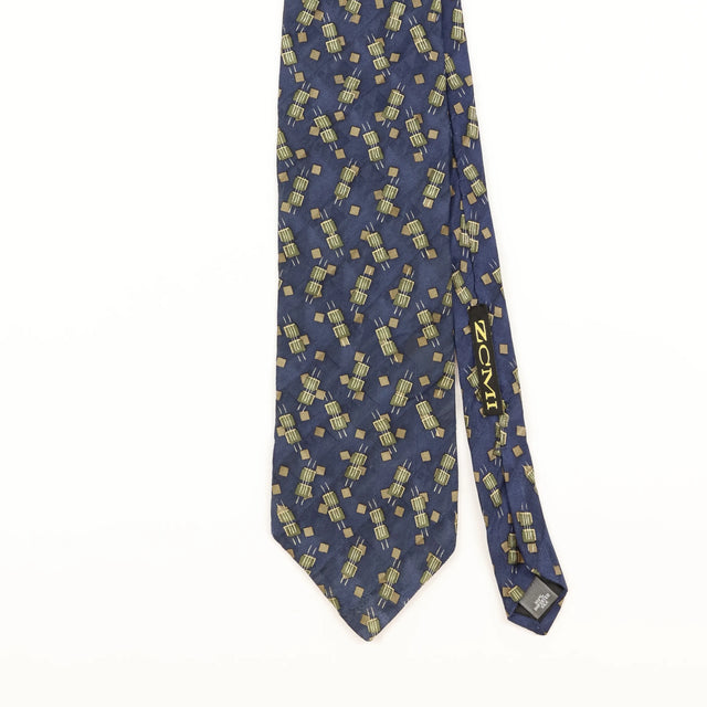 Front Detail of Vintage 1990's Zylos Geometric Patterned Tie