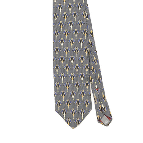 Front Front Detail of Vintage 1990's Henry Grethel Geometric Patterned Tie