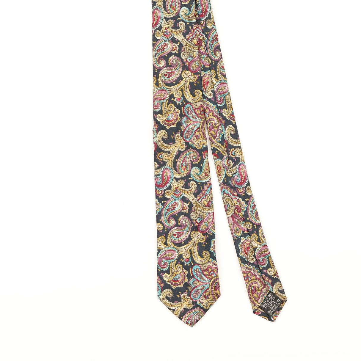 Front Detail of Vintage 1990's Tie Rack Leonardo Strelli Paisley Patterned Tie