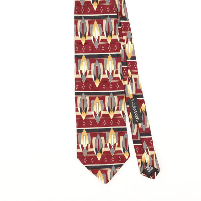 Front Detail of Vintage 1990's Zylos Geometric Patterned Tie