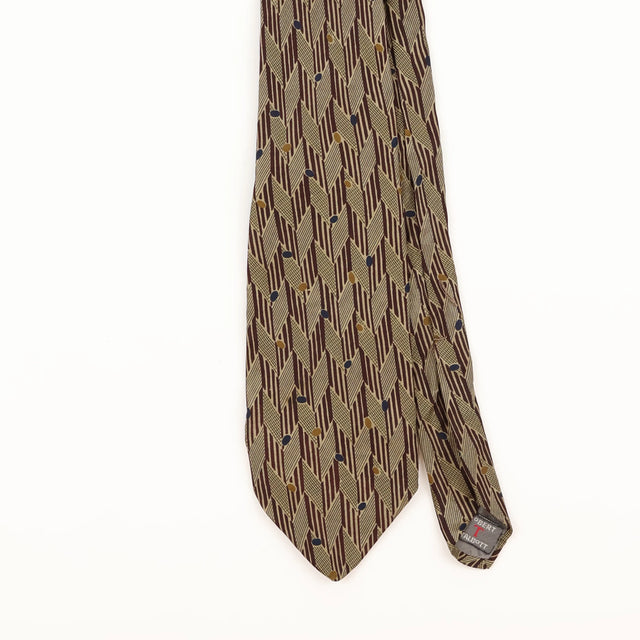 Front Detail of Vintage 1990's Robert Talbott Geometric Patterned Tie