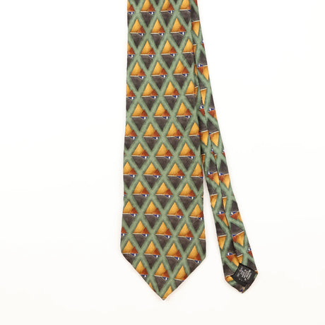 Front Detail of Vintage Oscar De La Renta Geometric Patterned Tie