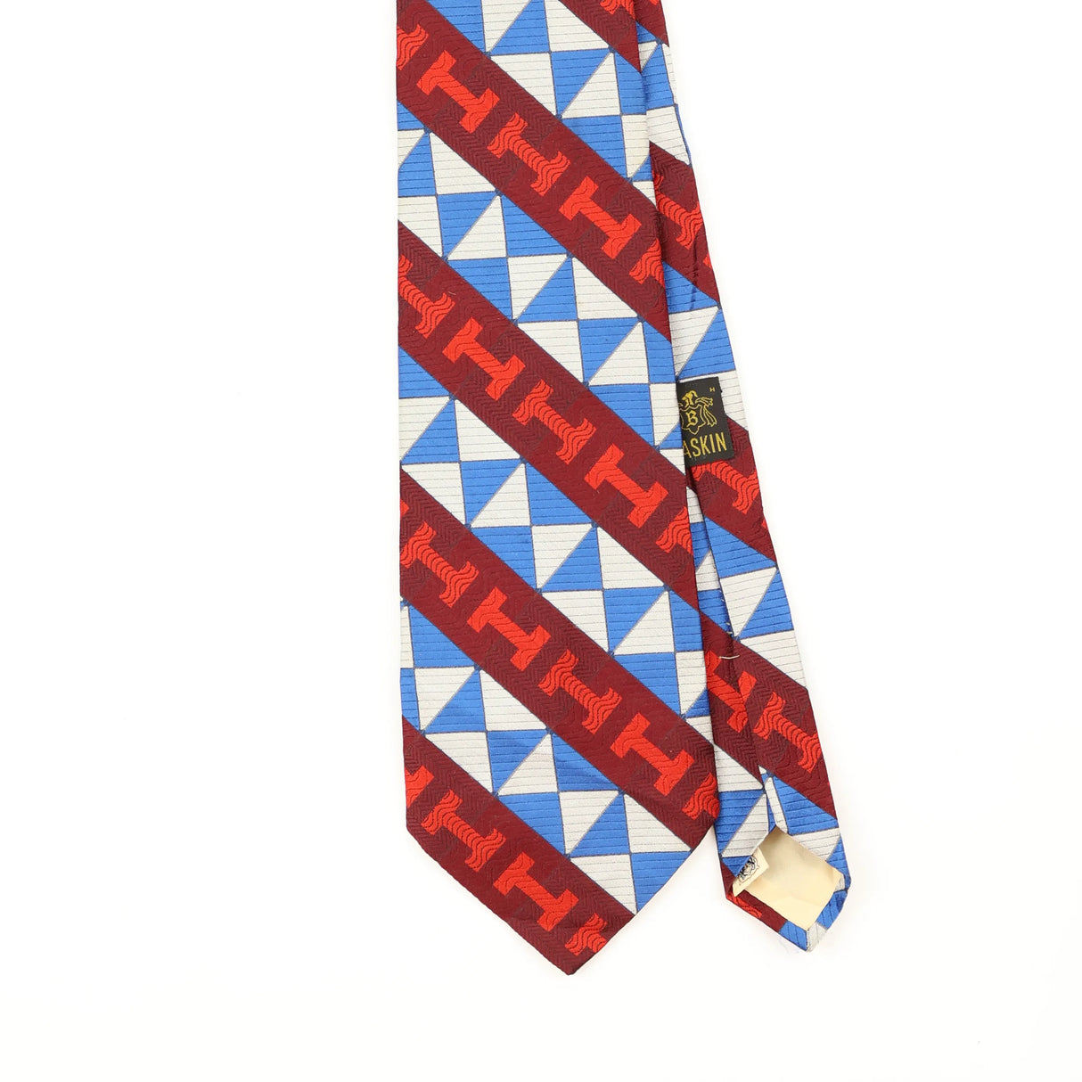 Front Front Detail of Vintage 1980's Geometric Patterned Tie